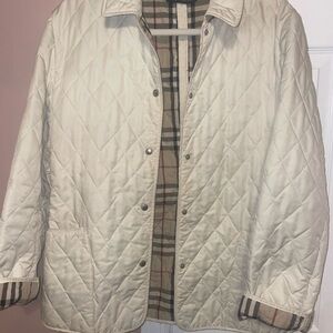 Cream Burberry Quilted Jacket